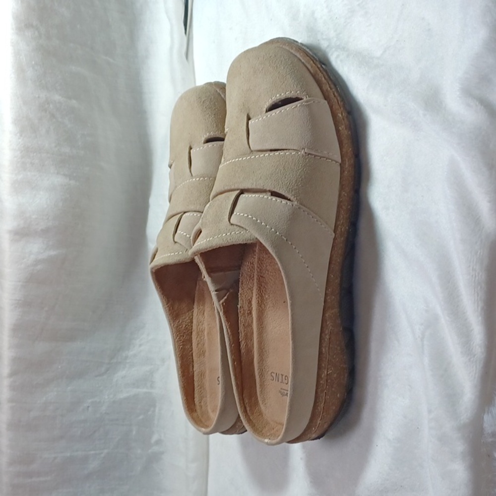 Earth Orgin Womans Tan Suede Clog Cork Slip On Comfort Shoes Sz 6 W New - Picture 7 of 11